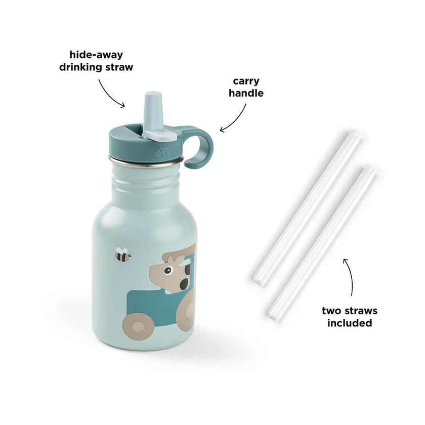 Borraccia in Metallo 350 ml - Tiny Farm - Blu