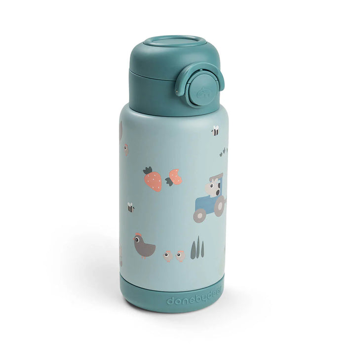 Borraccia Antigoccia in Metallo 340 ml - Tiny Farm - Blu