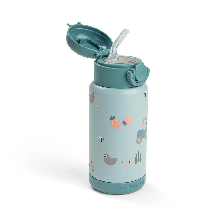 Borraccia Antigoccia in Metallo 340 ml - Tiny Farm - Blu