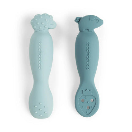 Set 2 Cucchiai da Apprendimento in Silicone - Tiny Farm - Blu