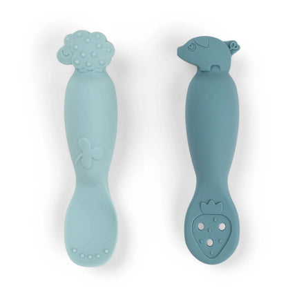 Set 2 Cucchiai da Apprendimento in Silicone - Tiny Farm - Blu