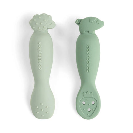 Set 2 Cucchiai da Apprendimento in Silicone - Tiny Farm - Verde