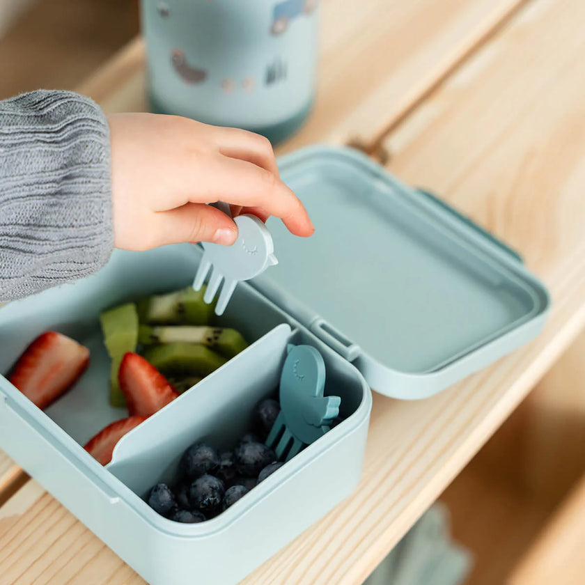 Porta Pranzo/Merenda con Forchettine - Tiny Farm Blu