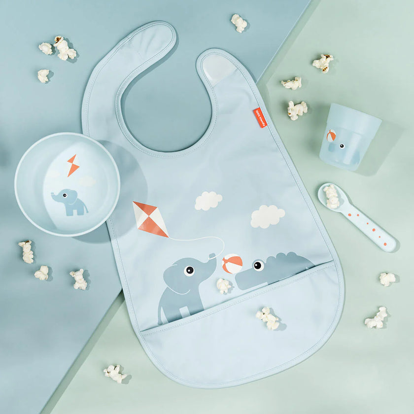 Bavaglio Impermeabile con Tasca - Playground - Blu - Certificato OEKO-TEX