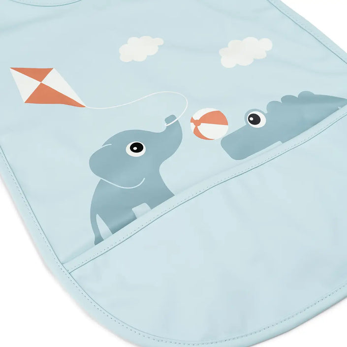 Bavaglio Impermeabile con Tasca - Playground - Blu - Certificato OEKO-TEX