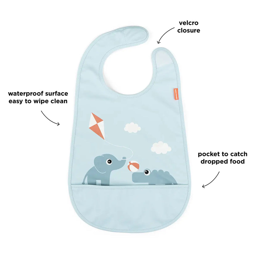 Bavaglio Impermeabile con Tasca - Playground - Blu - Certificato OEKO-TEX