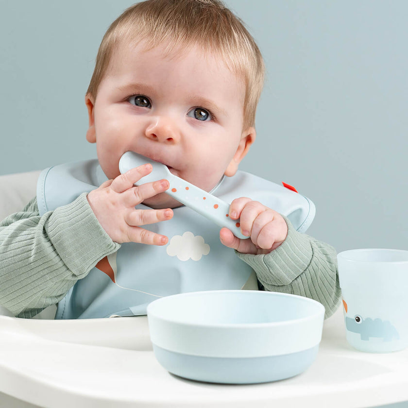 Bavaglio Impermeabile con Tasca - Playground - Blu - Certificato OEKO-TEX