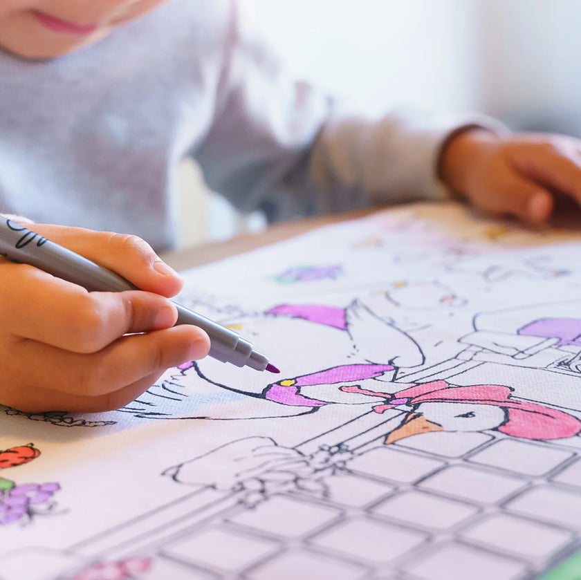 Tovaglietta da Colorare Riutilizzabile con 10 pennarelli - Jemima Puddle-Duck™