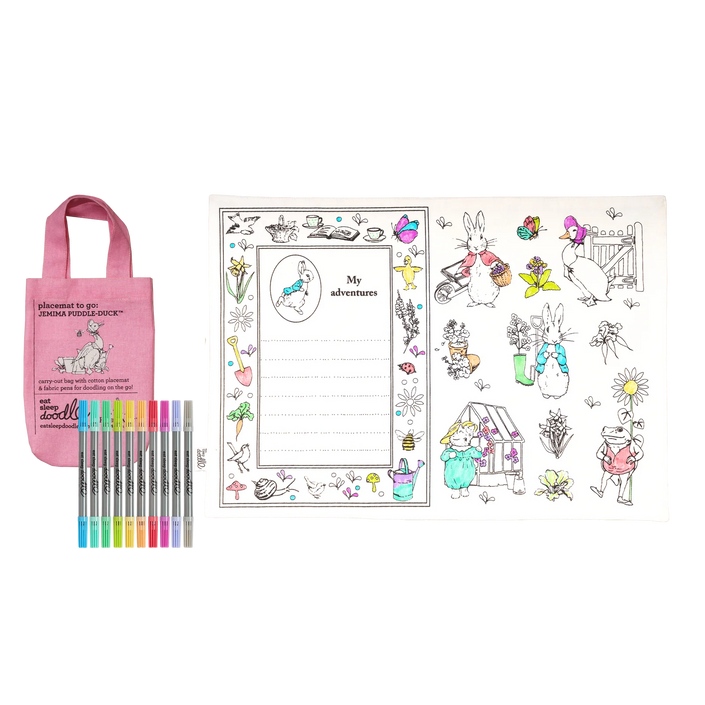 Tovaglietta da Colorare Riutilizzabile con 10 pennarelli - Jemima Puddle-Duck™