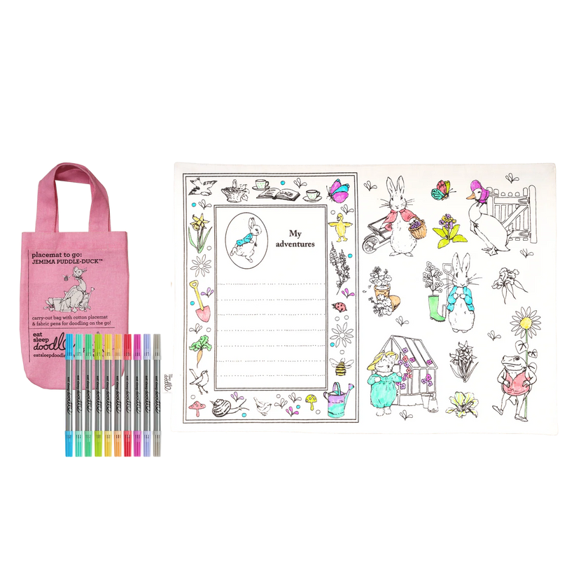 Tovaglietta da Colorare Riutilizzabile con 10 pennarelli - Jemima Puddle-Duck™