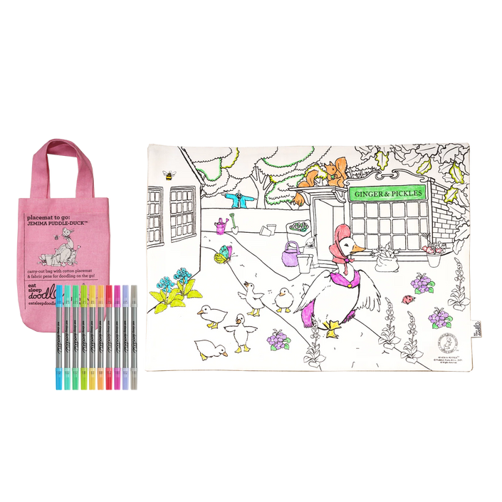Tovaglietta da Colorare Riutilizzabile con 10 pennarelli - Jemima Puddle-Duck™