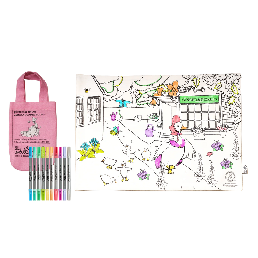 Tovaglietta da Colorare Riutilizzabile con 10 pennarelli - Jemima Puddle-Duck™