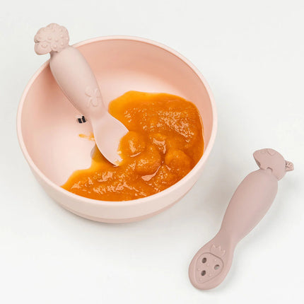 Set 2 Cucchiai da Apprendimento in Silicone - Tiny Farm - Cipria