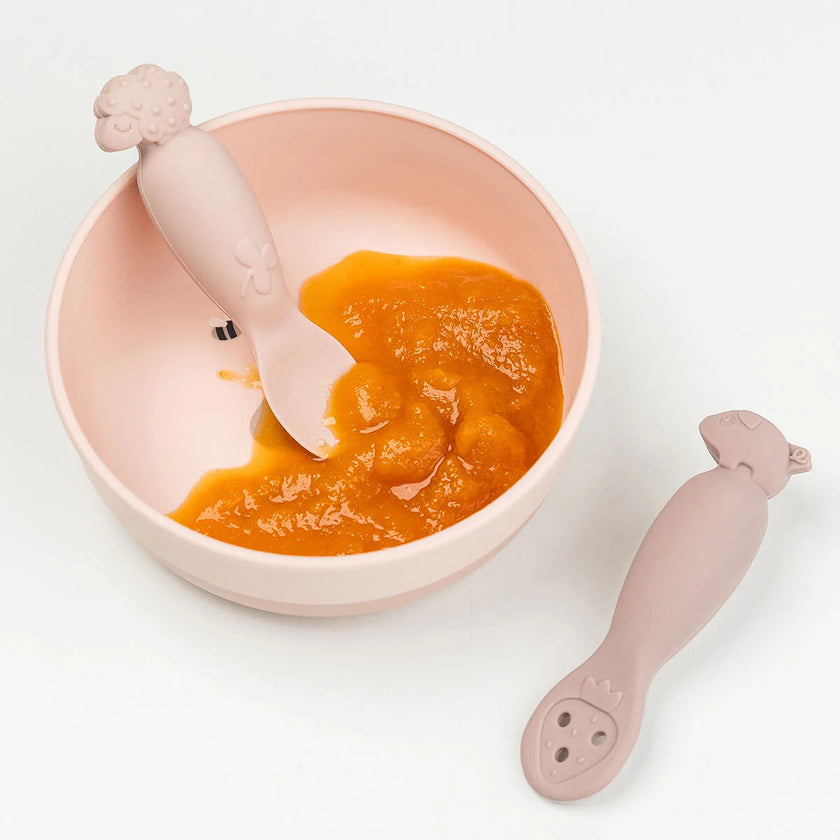 Set 2 Cucchiai da Apprendimento in Silicone - Tiny Farm - Cipria