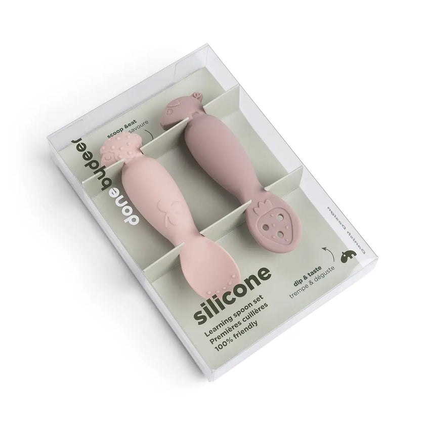Set 2 Cucchiai da Apprendimento in Silicone - Tiny Farm - Cipria