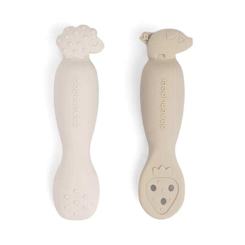 Set 2 Cucchiai da Apprendimento in Silicone - Tiny Farm - Sabbia