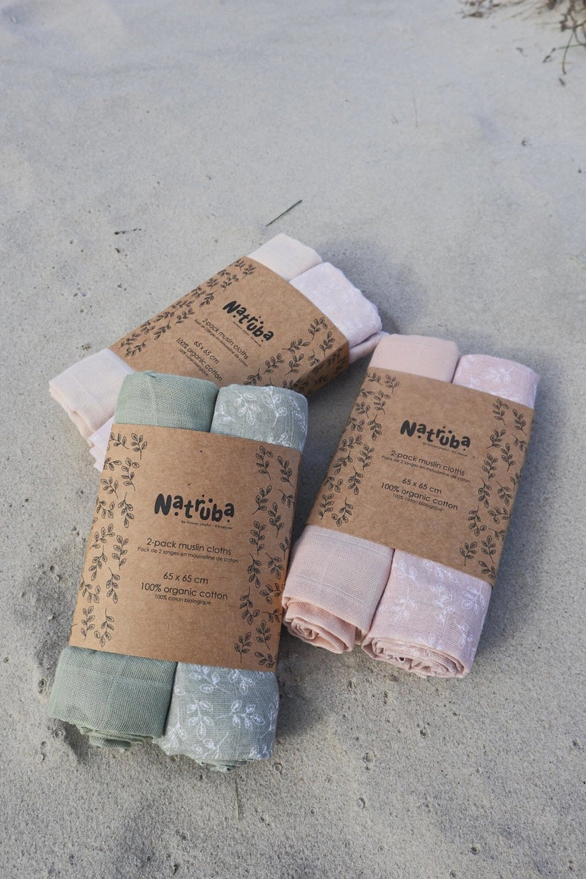 Set di Mussole in Cotone Biologico Verde 65 cm