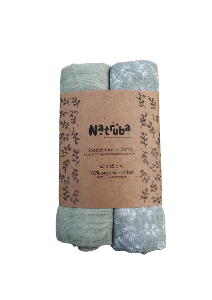 Set di Mussole in Cotone Biologico Verde 65 cm
