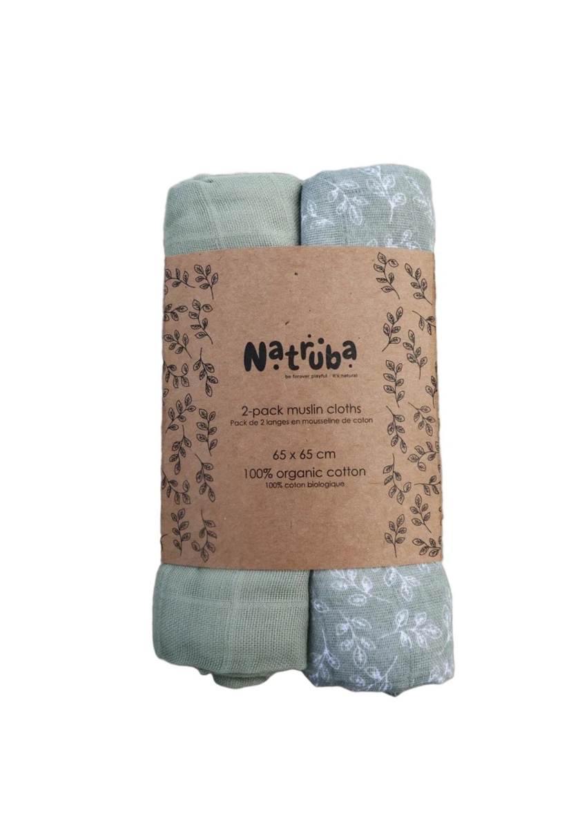 Set di Mussole in Cotone Biologico Verde 65 cm