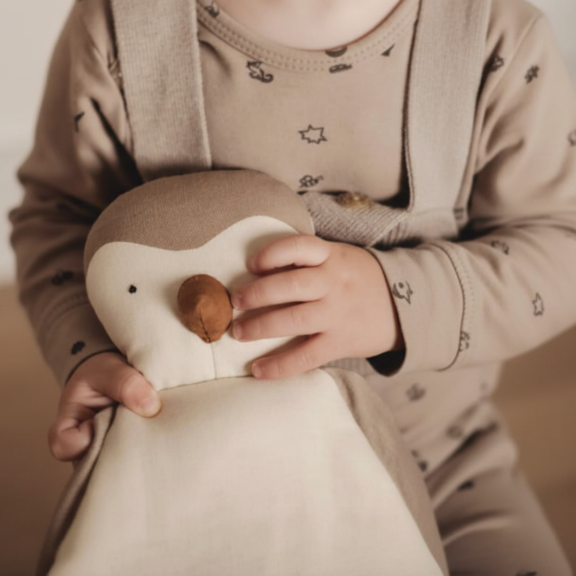 Panno Coccola Pinguino in cotone biologico Talpa con portaciuccio
