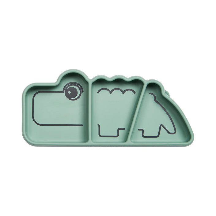 Piatto a Scomparti Anti-Scivolo Stick&Stay Croco - Verde