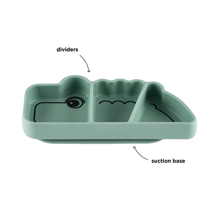 Piatto a Scomparti Anti-Scivolo Stick&Stay Croco - Verde