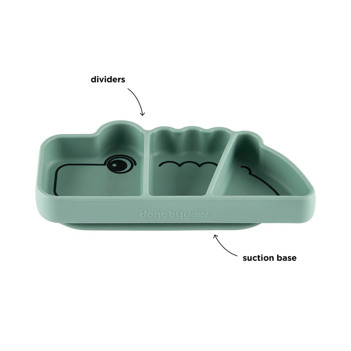 Piatto a Scomparti Anti-Scivolo Stick&Stay Croco - Verde