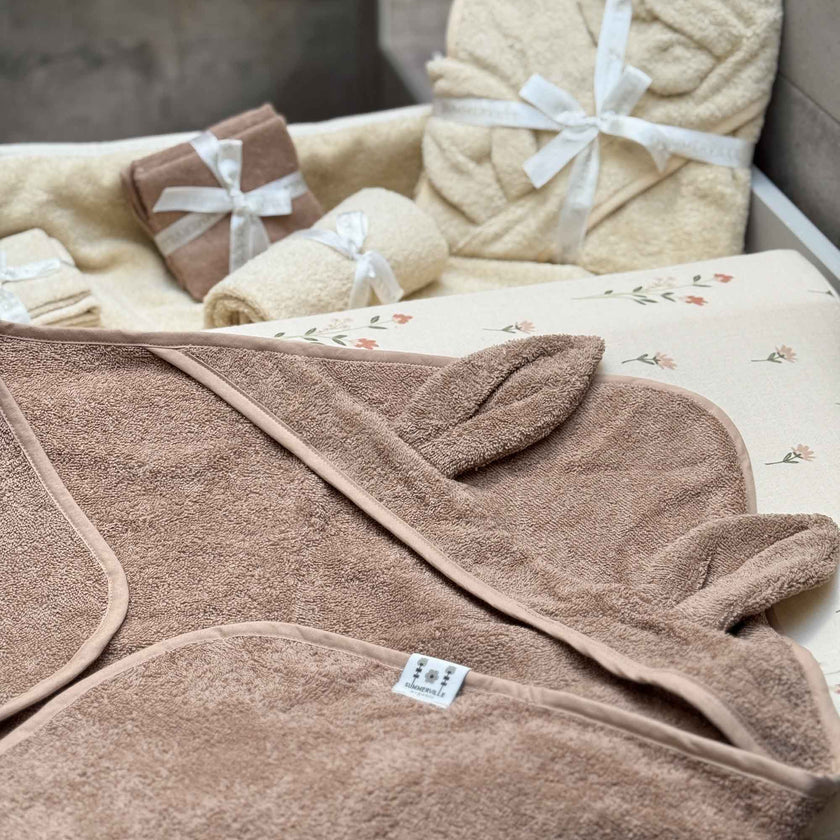 Asciugamano con cappuccio con orecchie di coniglio Taupe Caldo