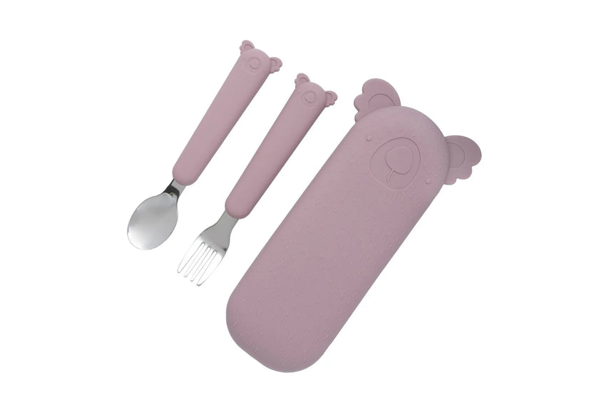 Set di Posate e Custodia Zoe il Koala Dusty Mauve